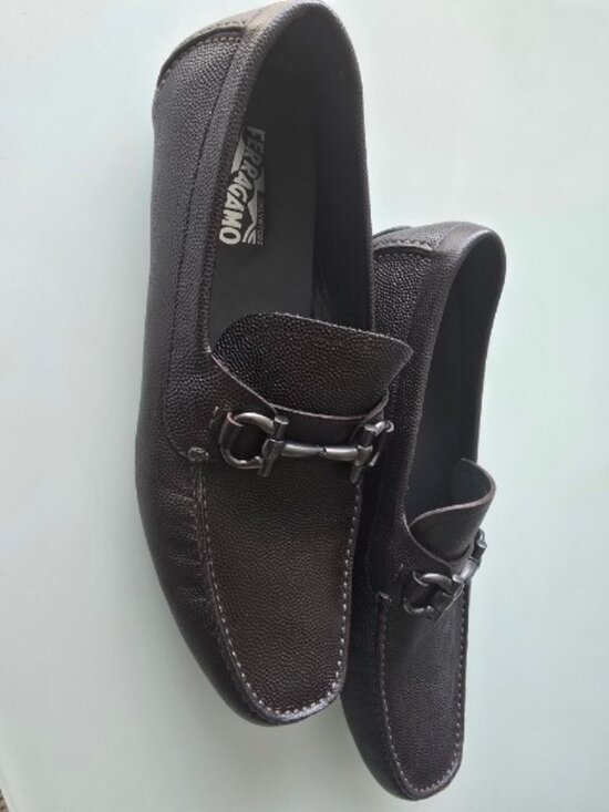 Salvatore Ferragamo Men\'s Brown Leather Loafers Size 12